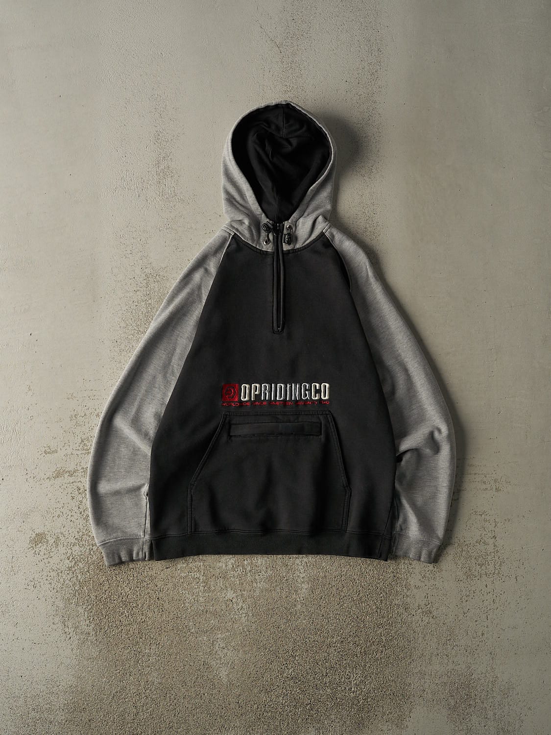 Vintage Y2K Black & Grey Ocean Pacific Quarter Zip Hoodie (M)