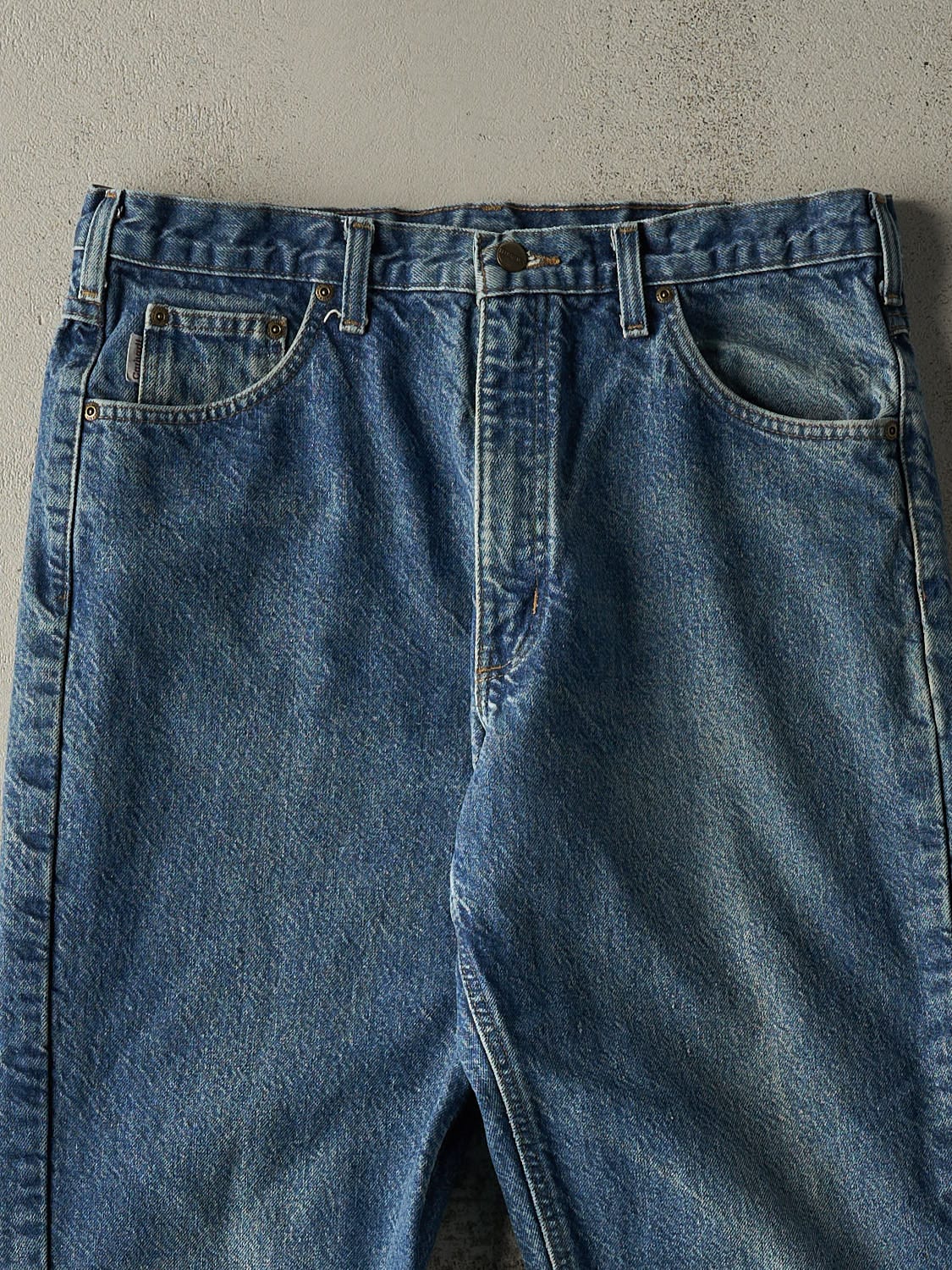 Vintage 90s Mid Wash Carhartt Flannel Lined Jeans (35x29)