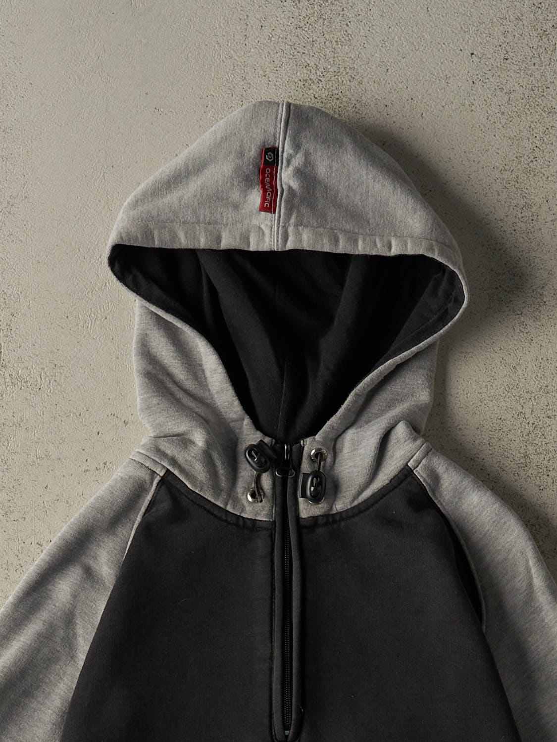 Vintage Y2K Black & Grey Ocean Pacific Quarter Zip Hoodie (M)