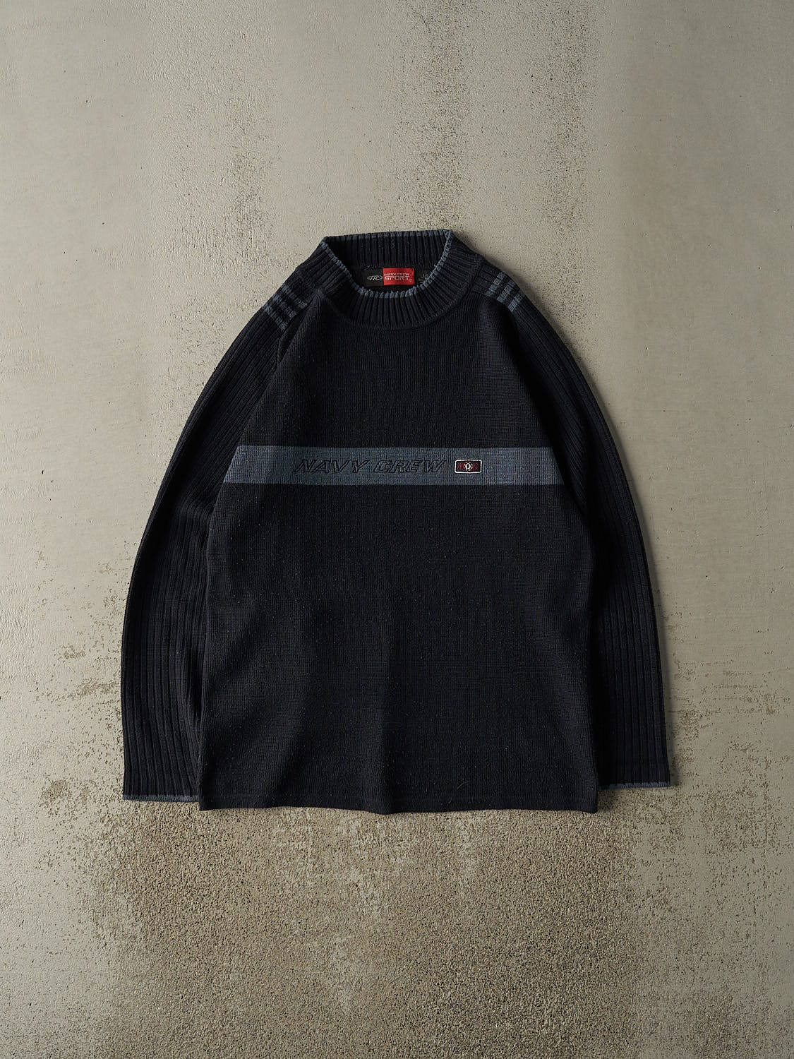 Vintage Y2K Navy Blue Navy Crew Thermal Knit (L/XL)