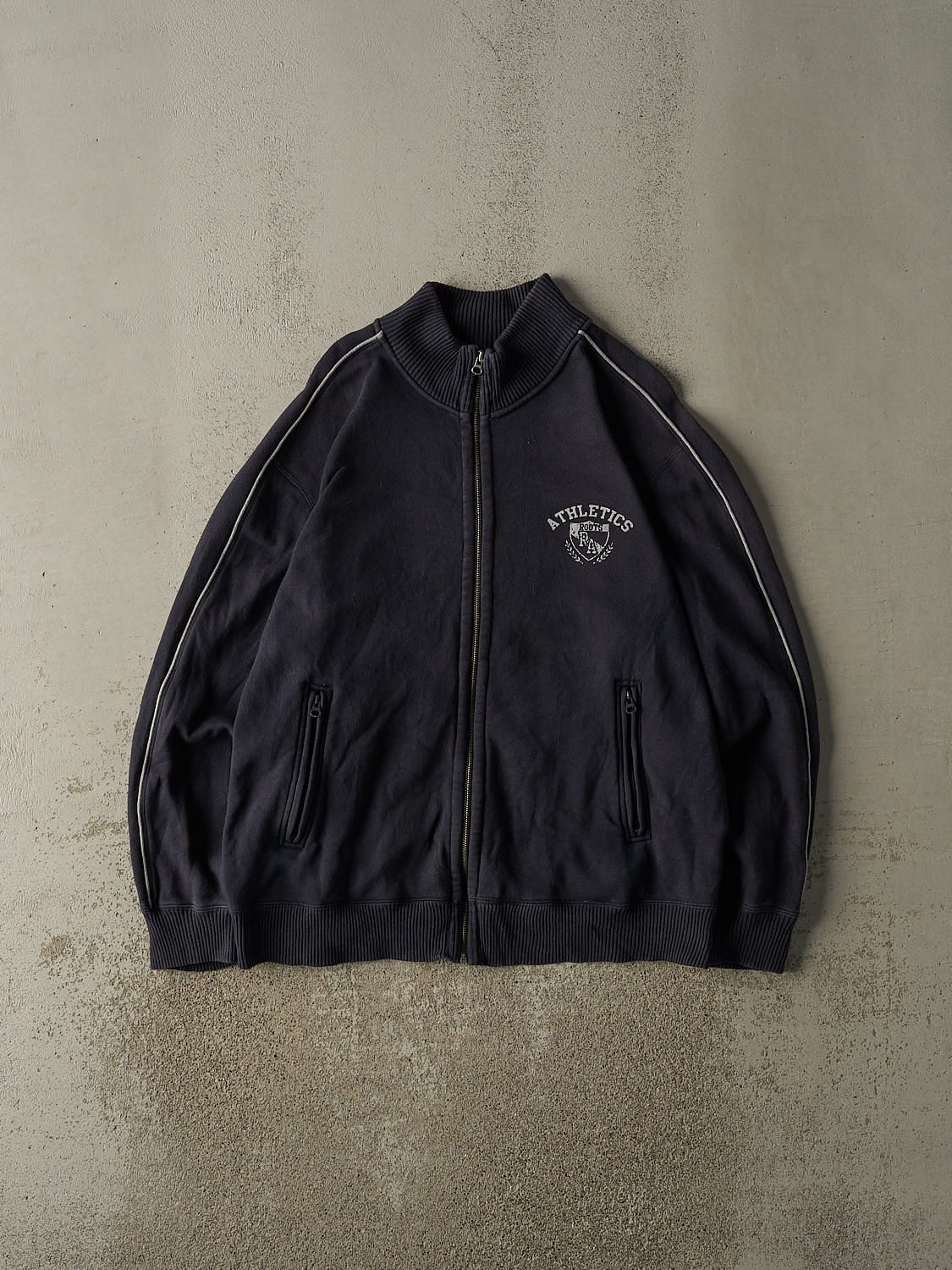 Vintage Y2K Navy Blue Roots Zip Up Track Sweater (XL/XXL)