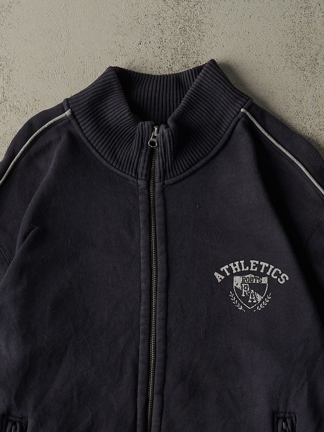 Vintage Y2K Navy Blue Roots Zip Up Track Sweater (XL/XXL)