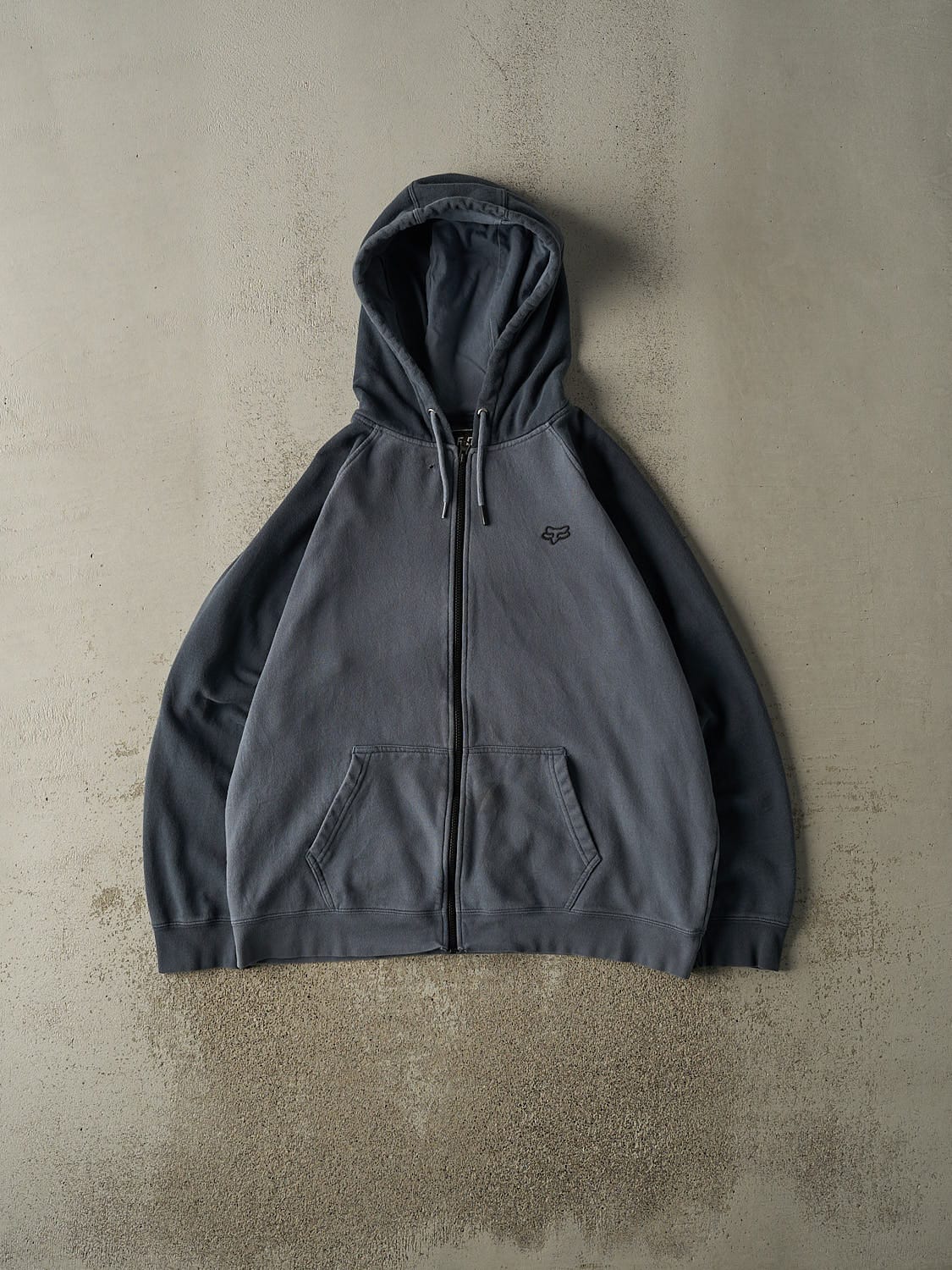 Vintage Y2K Slate Blue Fox Racing Zip Up Hoodie (XL/XXL)