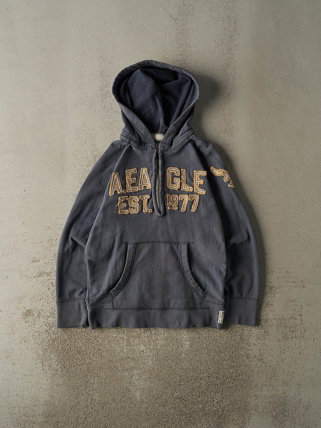 Vintage Y2K Sun Faded Navy American Eagle Quarter Zip Hoodie (M)