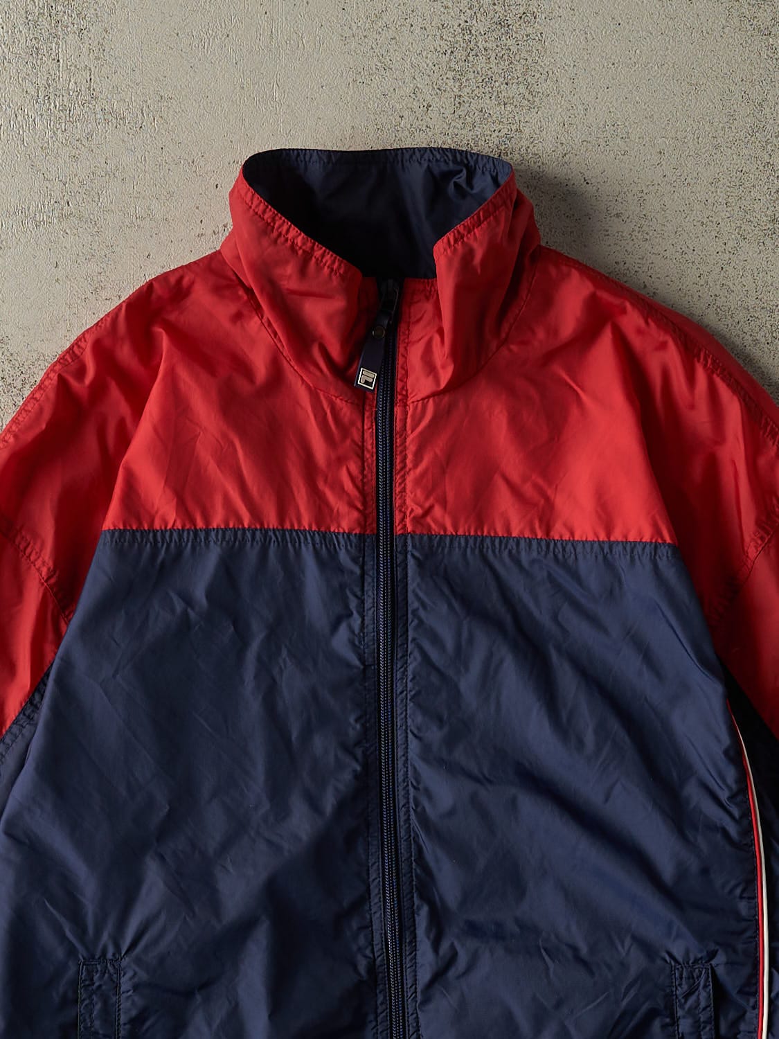 Vintage Y2K Navy Blue & Red Fila Windbreaker Jacket (M/L)