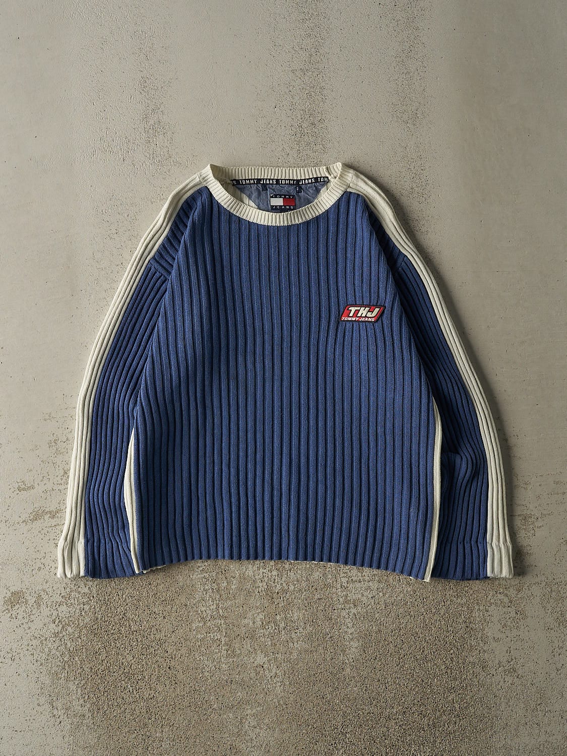Vintage Y2K Blue & White Tommy Jeans Knit (M/L)
