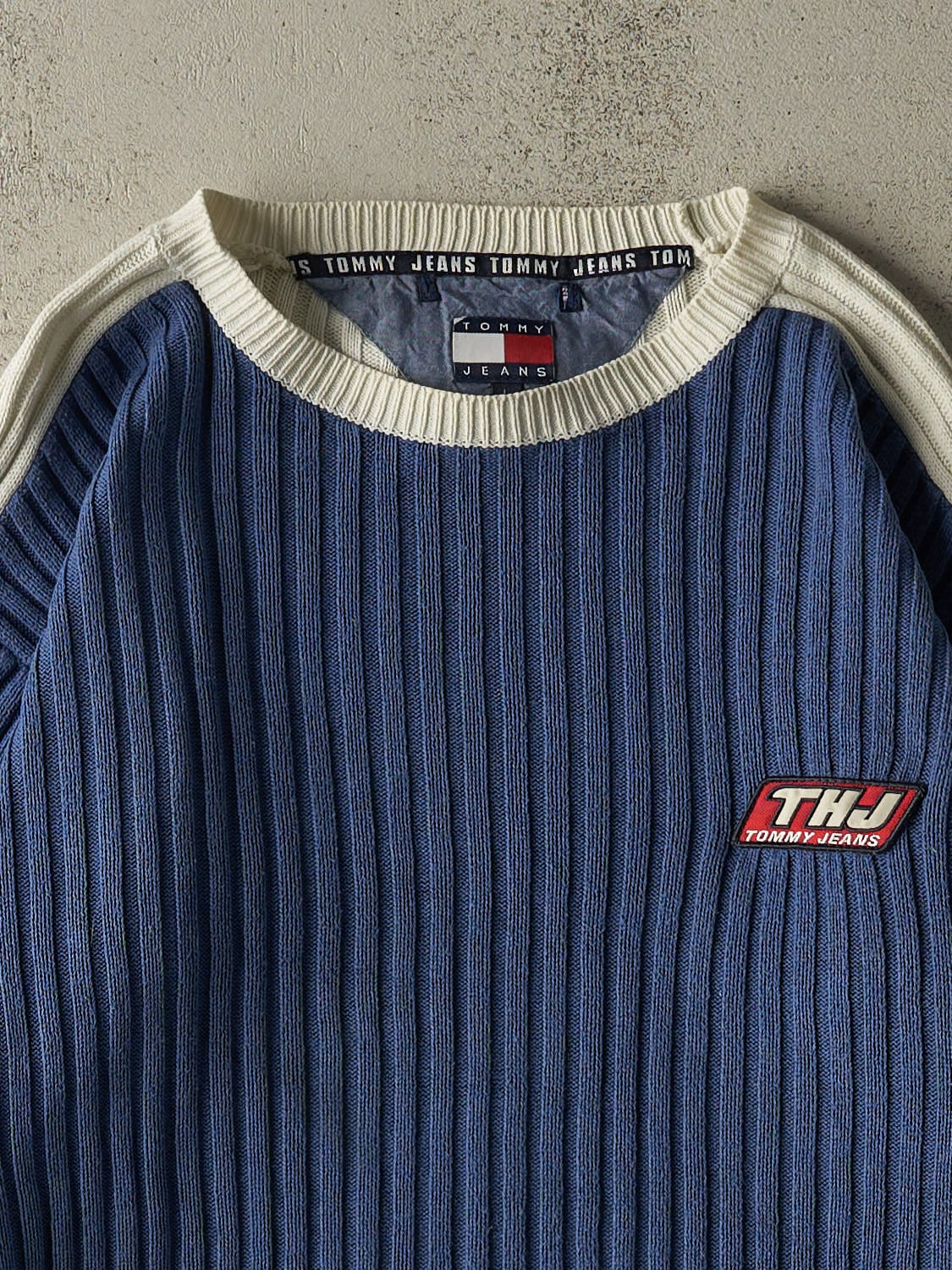 Vintage Y2K Blue & White Tommy Jeans Knit (M/L)