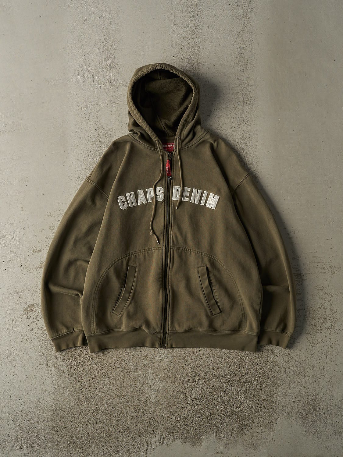Vintage Y2K Green Chaps Denim Embroidered Zip Up Hoodie (L/XL)