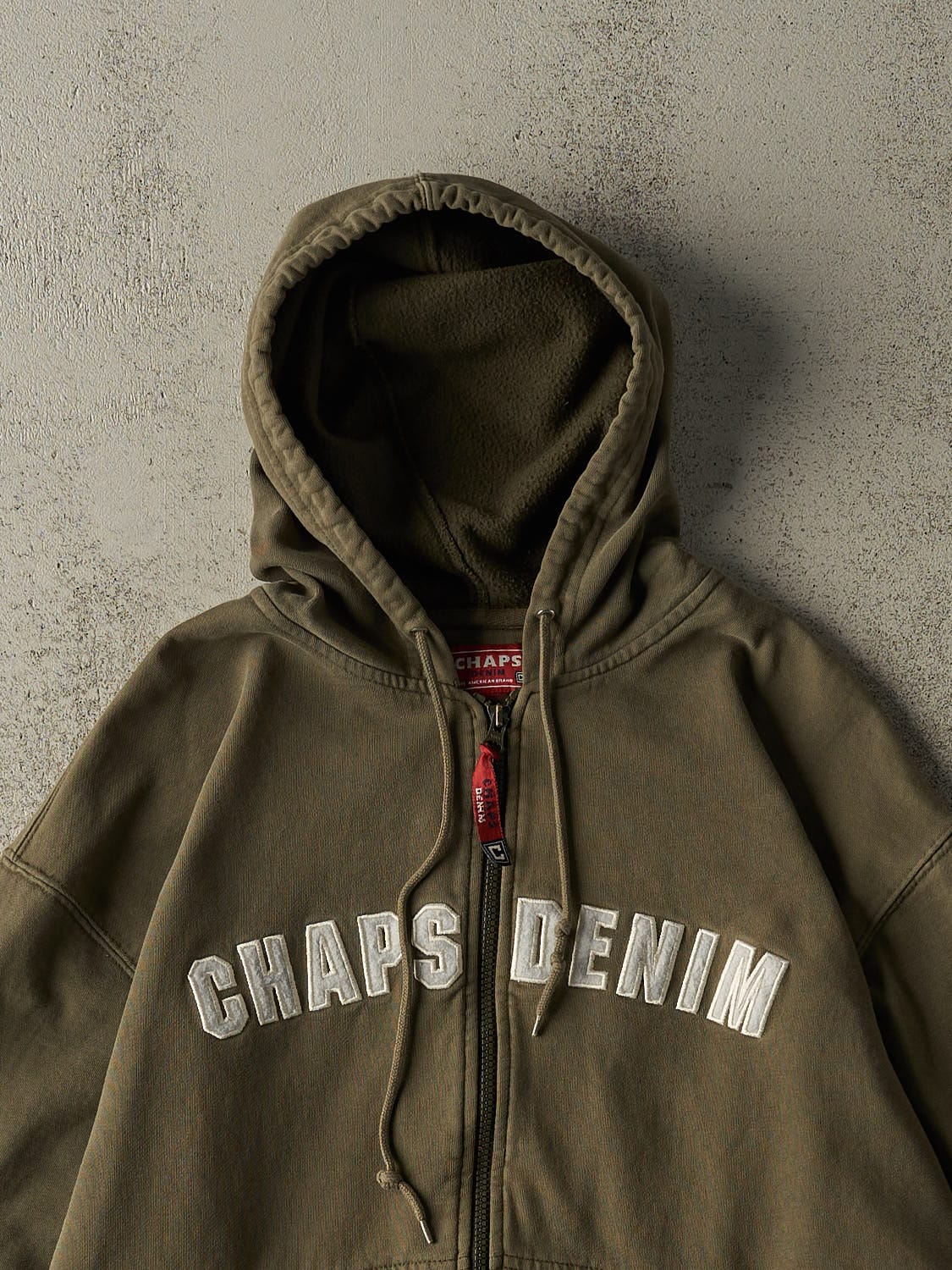 Vintage Y2K Green Chaps Denim Embroidered Zip Up Hoodie (L/XL)