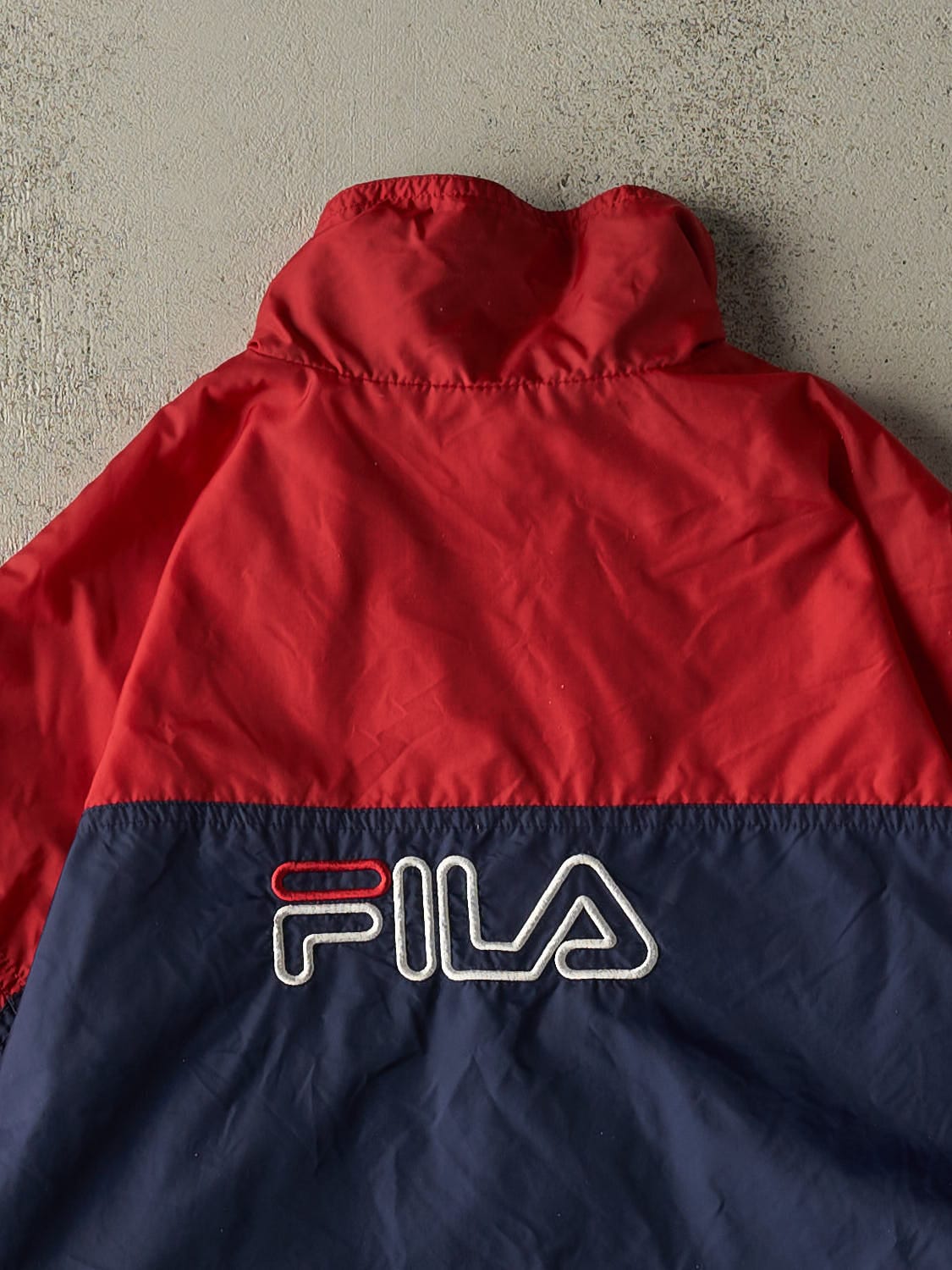 Vintage Y2K Navy Blue & Red Fila Windbreaker Jacket (M/L)