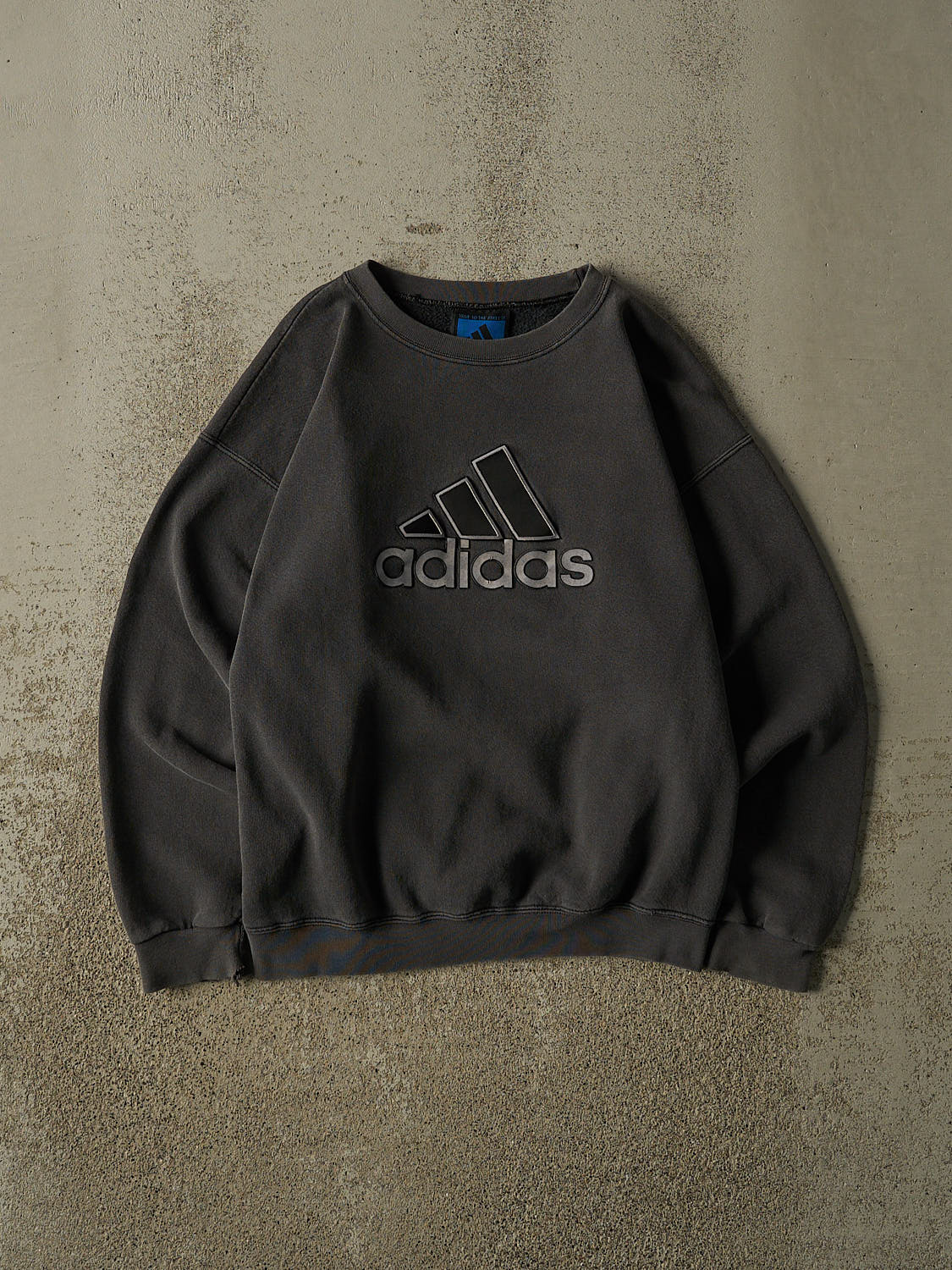 Vintage 90s Charcoal Grey Adidas Logo Crewneck (XS/S)