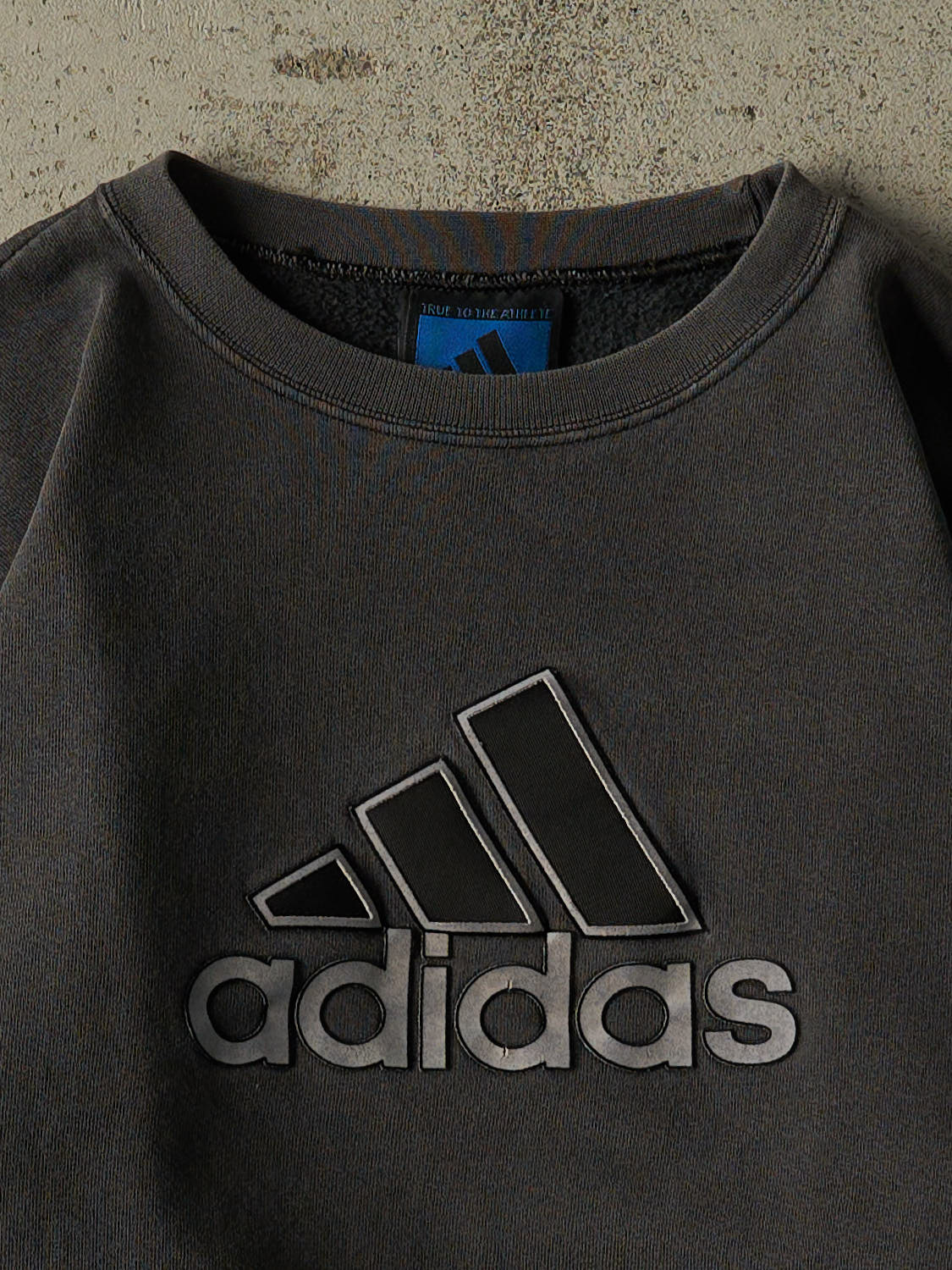 Vintage 90s Charcoal Grey Adidas Logo Crewneck (XS/S)