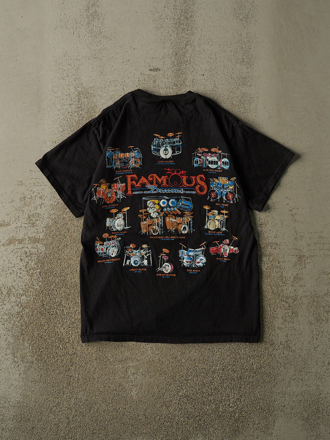 Vintage Y2K Black Famous Drums Tee (M/L)