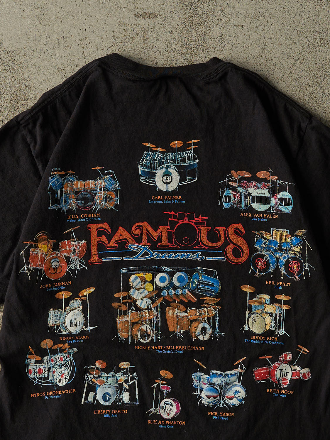 Vintage Y2K Black Famous Drums Tee (M/L)