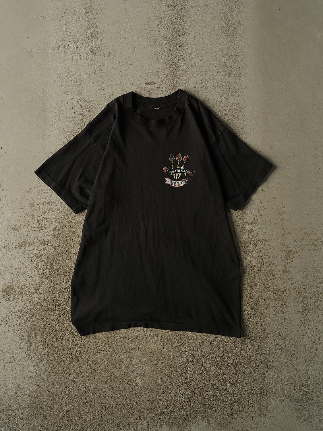 Vintage 90s Black Captain Jack Dart Team Single Stitch Tee (L)