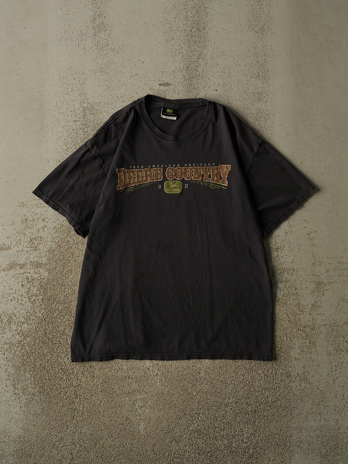 Vintage 90s Faded Black John Deere Tee (M/L)