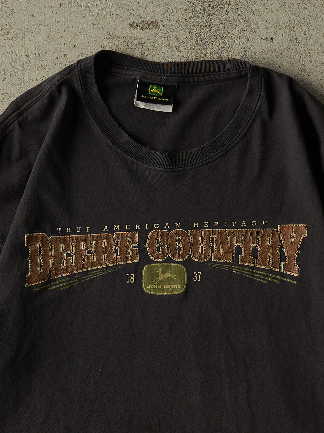 Vintage 90s Faded Black John Deere Tee (M/L)
