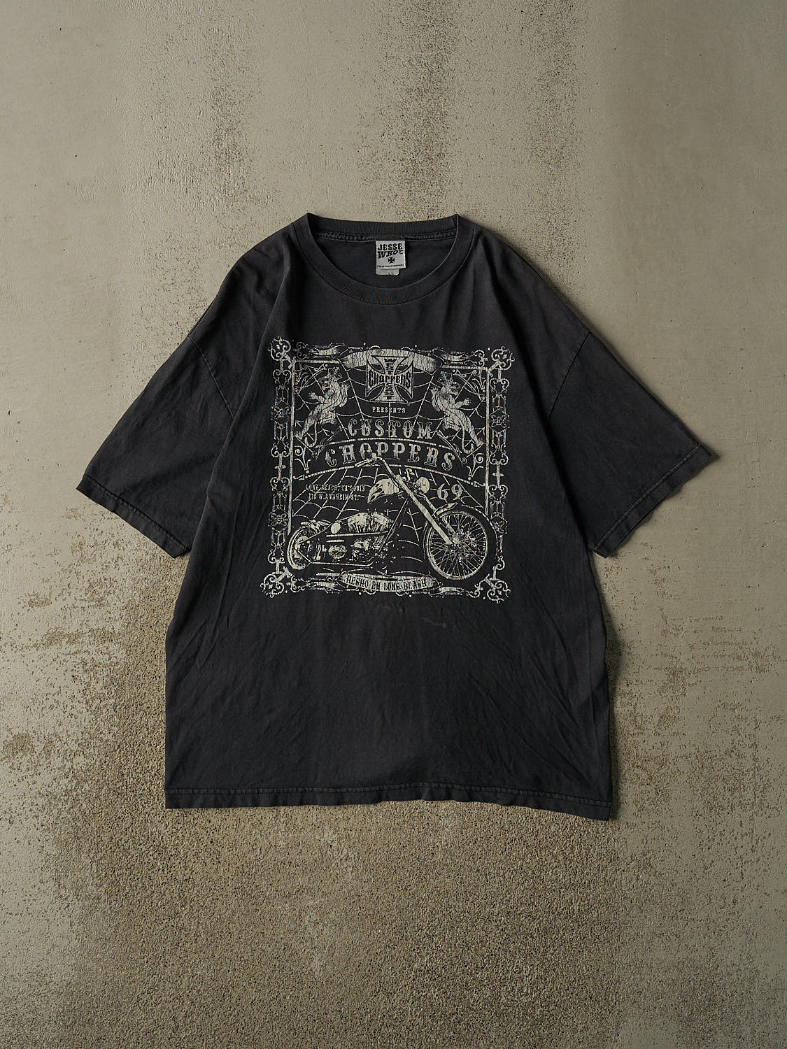 Vintage 90s Faded Black West Coast Choppers Logo Tee (XL)