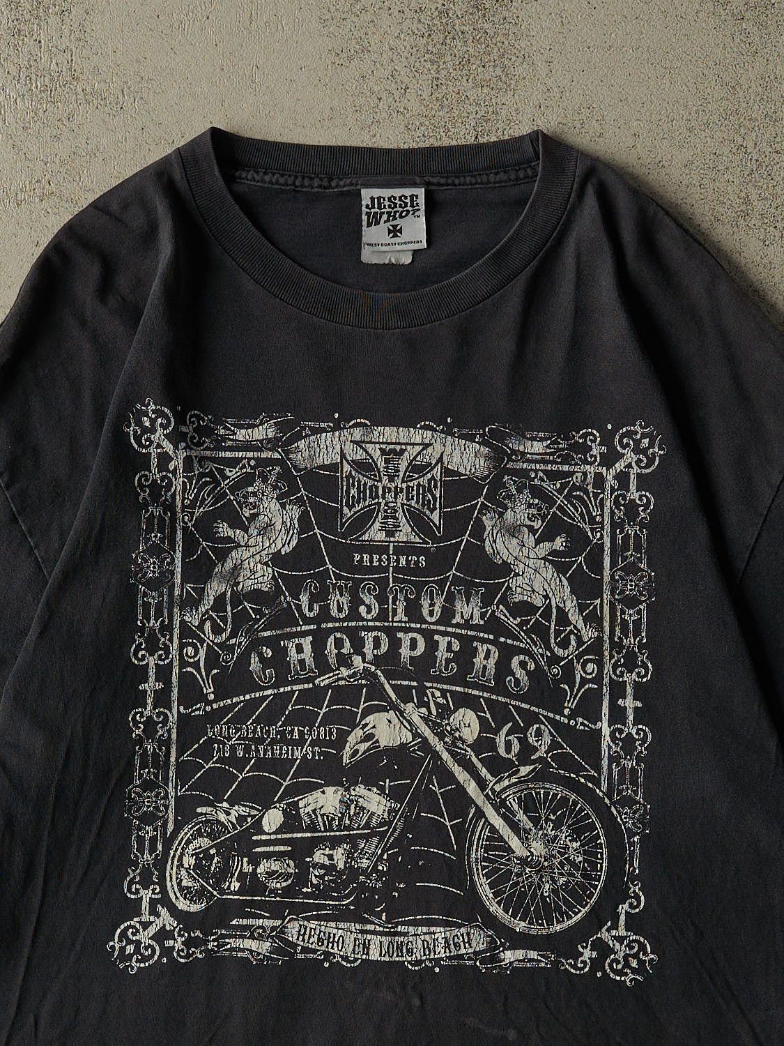 Vintage 90s Faded Black West Coast Choppers Logo Tee (XL)