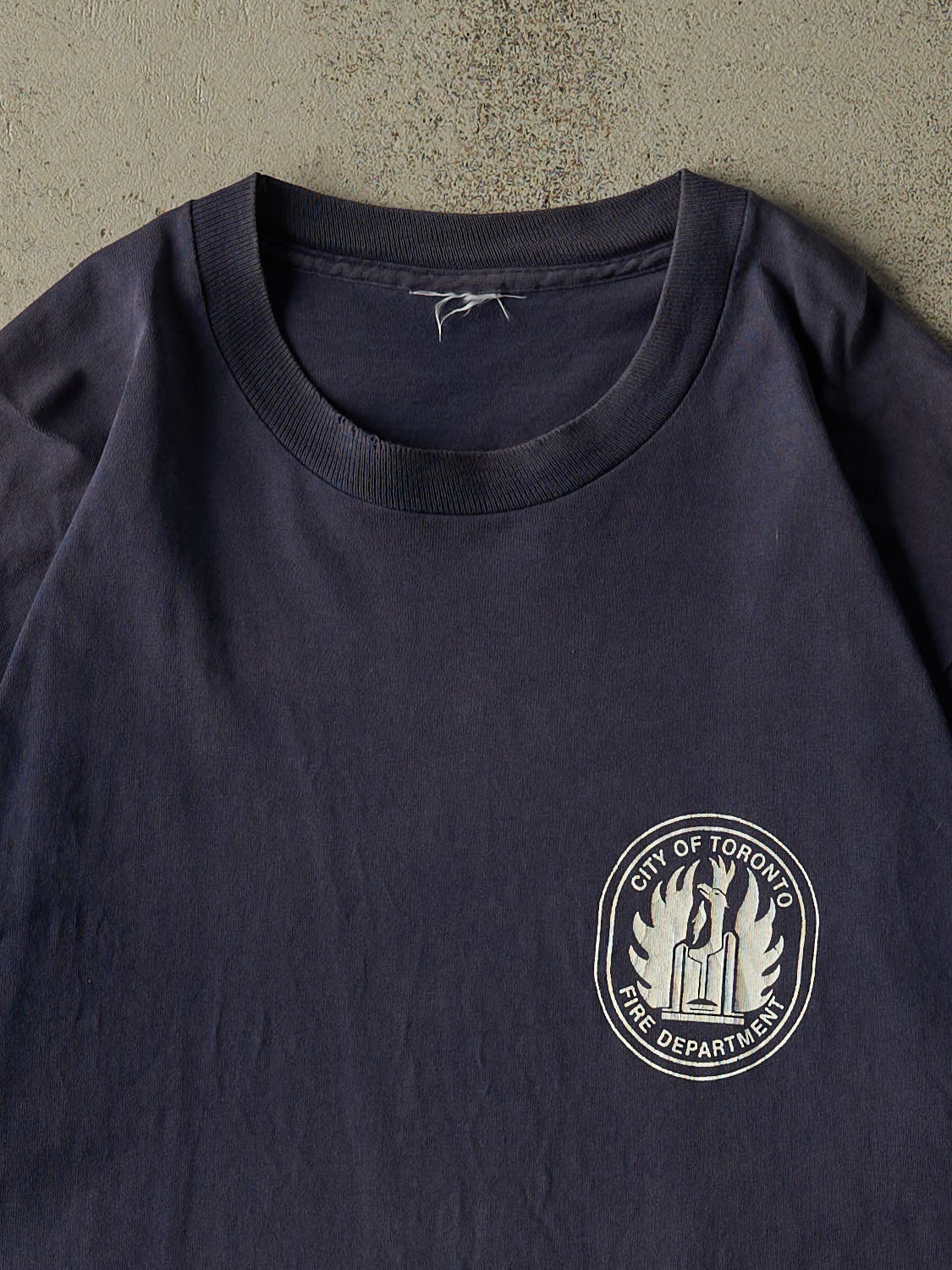 Vintage 90s Faded Navy City of Toronto Fire Dept Single Stitch Tee (XL)