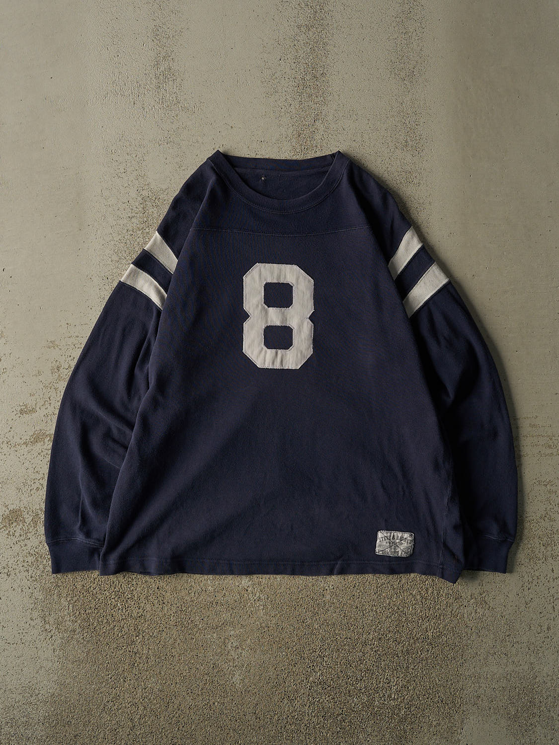 Vintage 90s Navy Blue Textured Long Sleeve (XL)