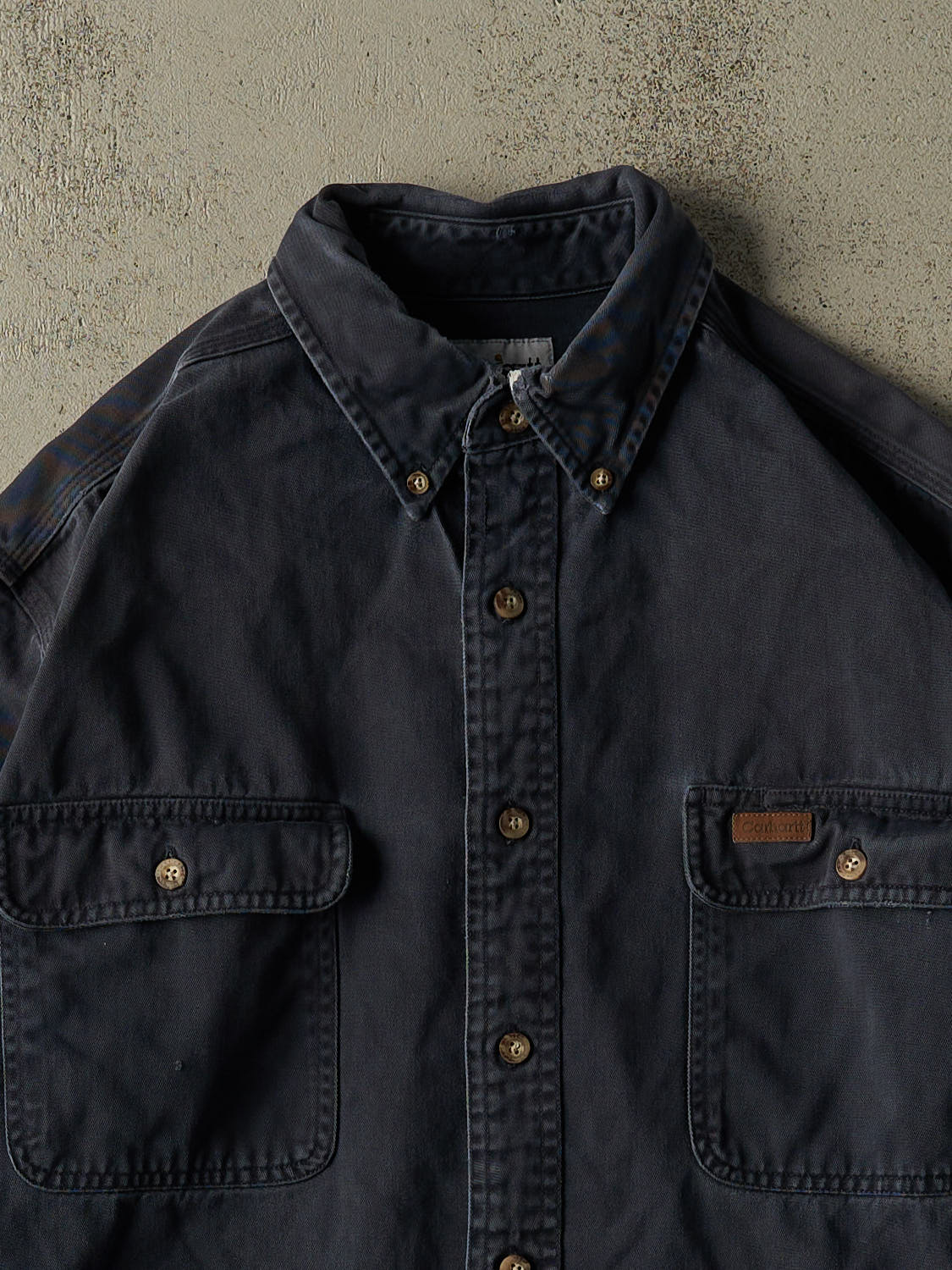 Vintage Y2K Navy Blue Carhartt Button Up Long Sleeve (L/XL)