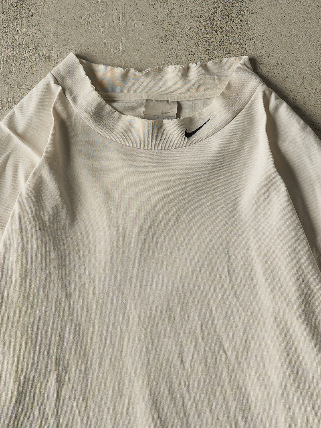 Vintage Y2K Beige Nike Embroidered Mock Neck Long Sleeve (XL/XXL)