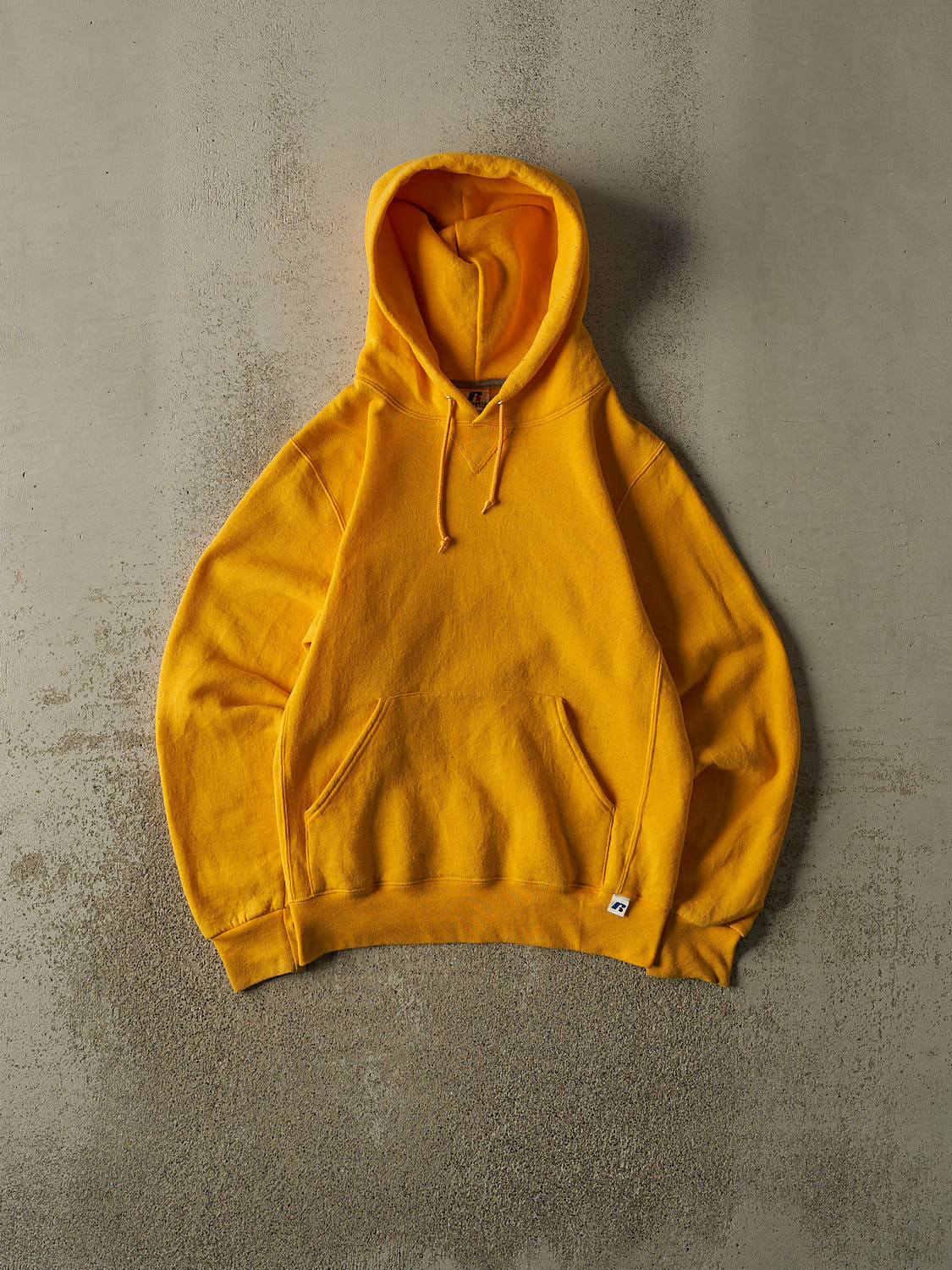 Vintage Y2K Yellow Russell Athletic Blank Hoodie (XS/S)