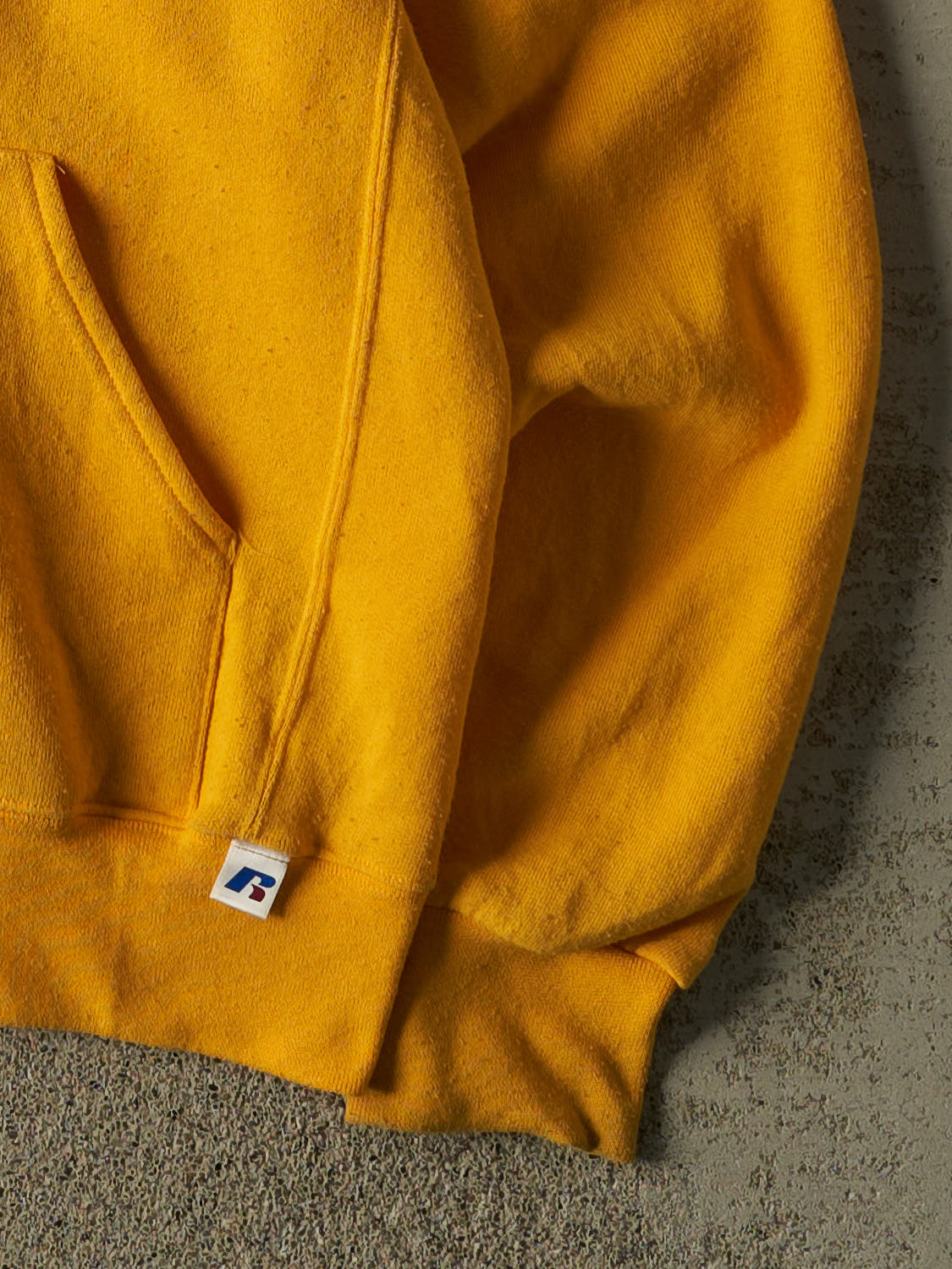 Vintage Y2K Yellow Russell Athletic Blank Hoodie (XS/S)