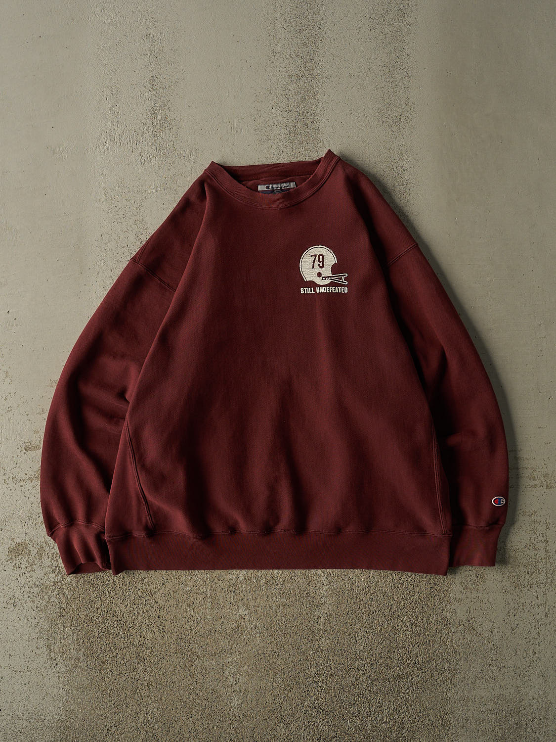 Vintage 90s Burgundy Champion Reverse Weave Football Crewneck (XL/XXL)