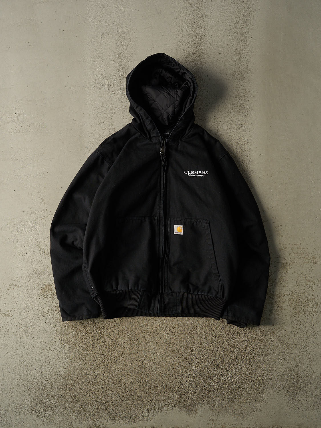Vintage Y2K Black Carhartt Hooded Active Jacket (M/L)