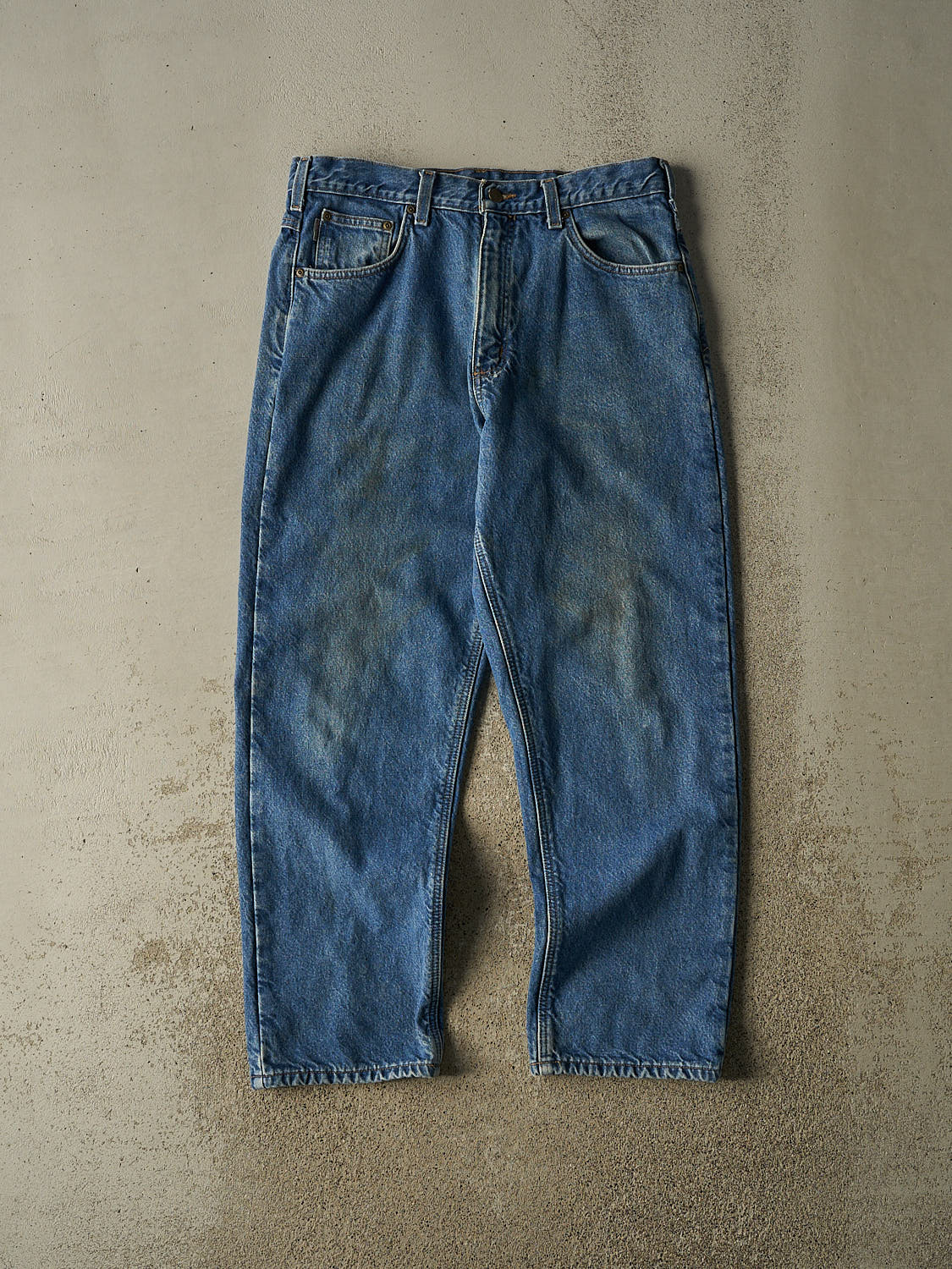 Vintage Y2K Mid Wash Carhartt Blanket Lined Jeans (33x30)