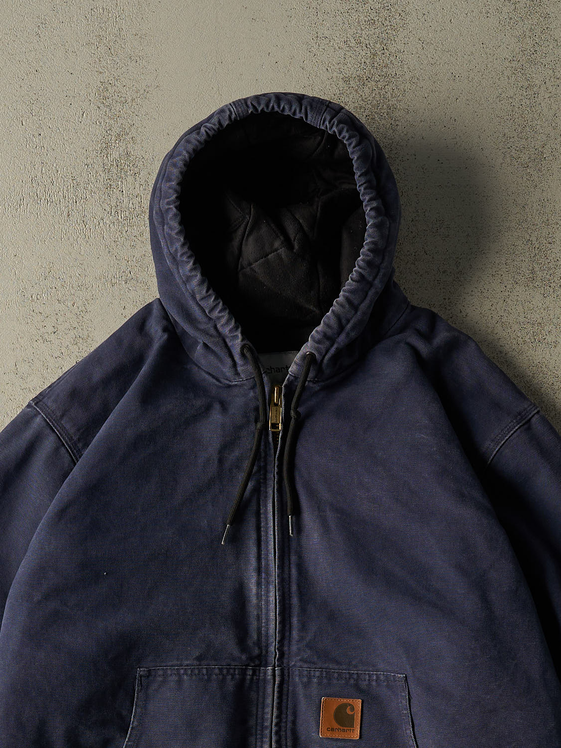 Vintage Y2K Navy Blue Carhartt Hooded Active Jacket (XL)