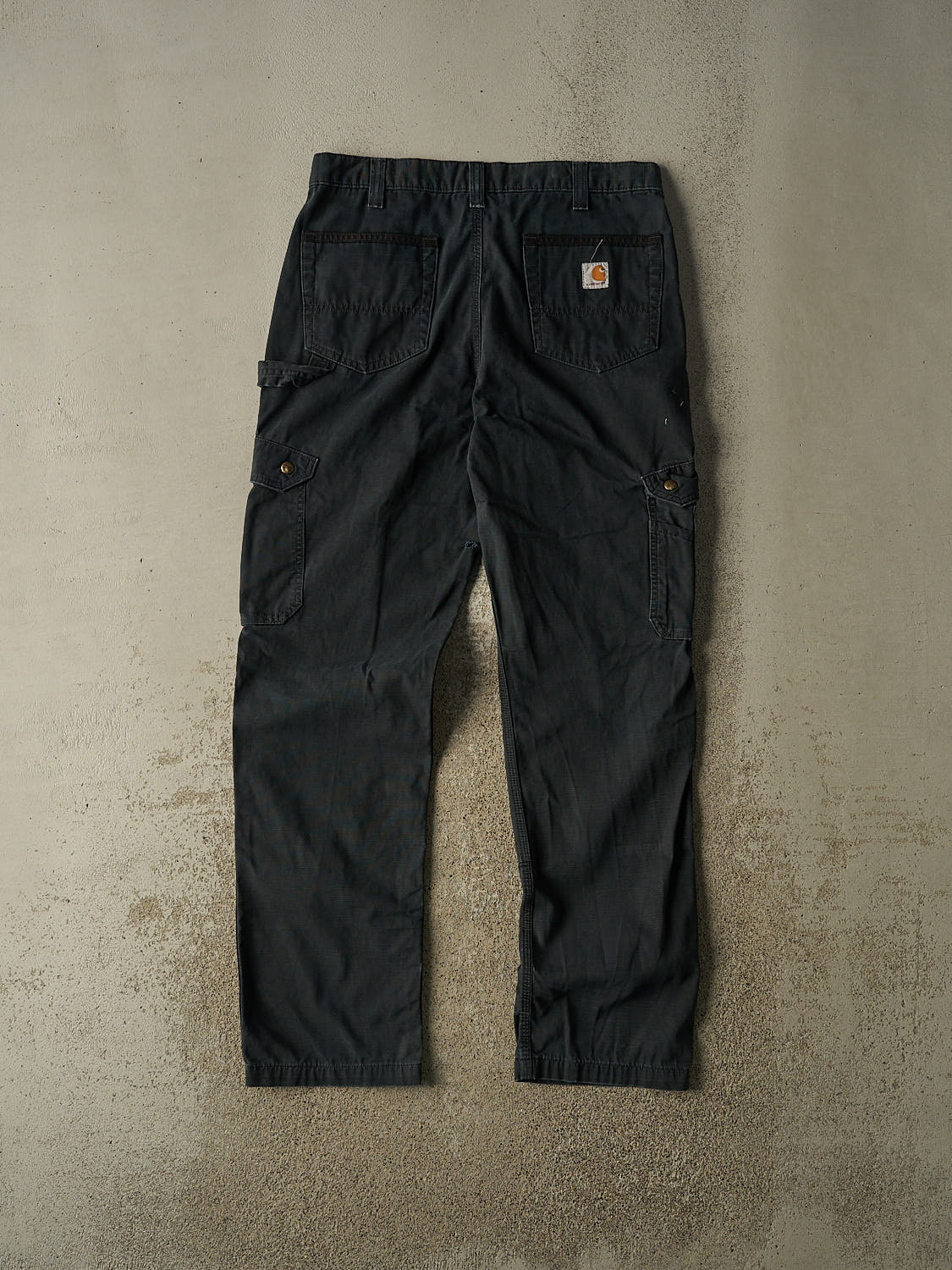 Vintage 90s Faded Black Carhartt Double Knee Cargo Carpenter Pants (34x33.5)