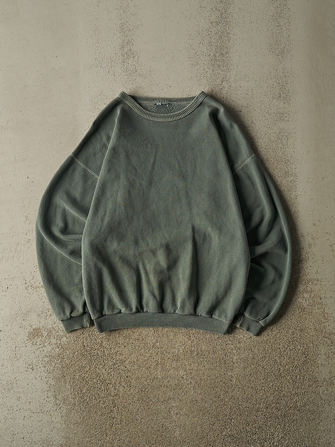 Vintage 90s Washed Green Blank  Crewneck (S/M)