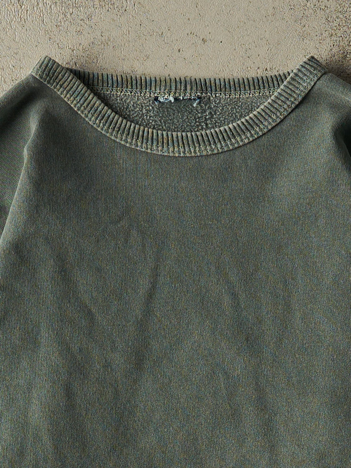 Vintage 90s Washed Green Blank  Crewneck (S/M)