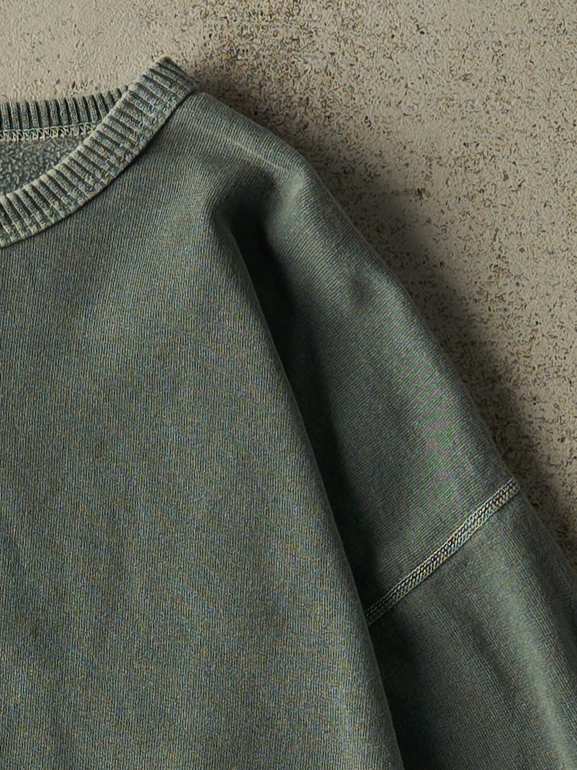 Vintage 90s Washed Green Blank  Crewneck (S/M)