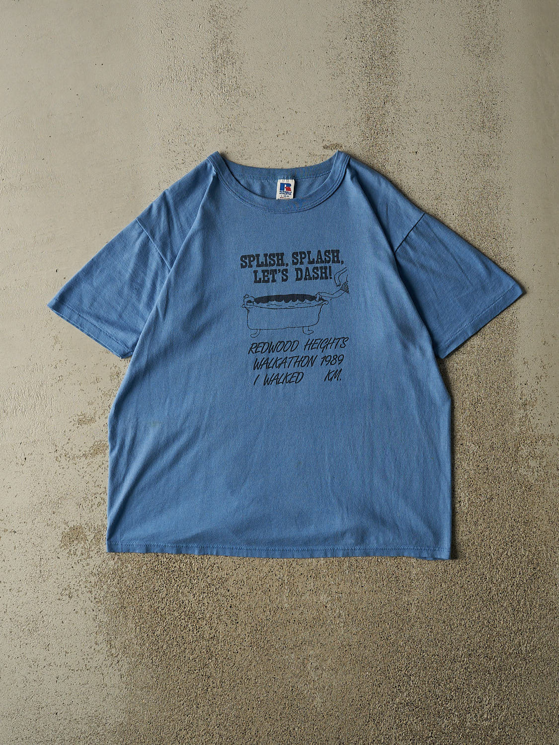 Vintage 89' Blue Russell Athletic Redwood Heights Walkathon Single Stitch Tee (M/L)