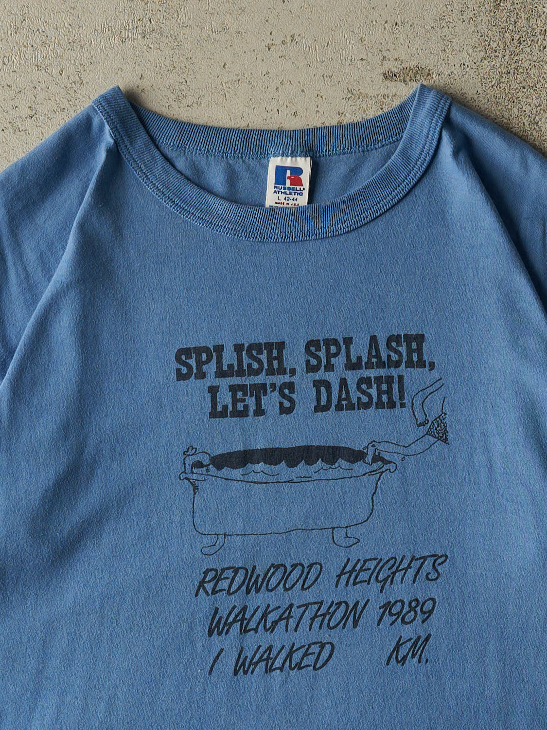 Vintage 89' Blue Russell Athletic Redwood Heights Walkathon Single Stitch Tee (M/L)