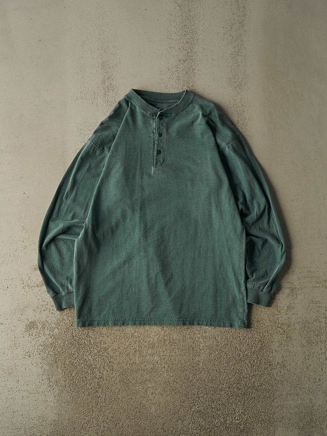 Vintage 90s Green Quarter Button  Long Sleeve (XL)