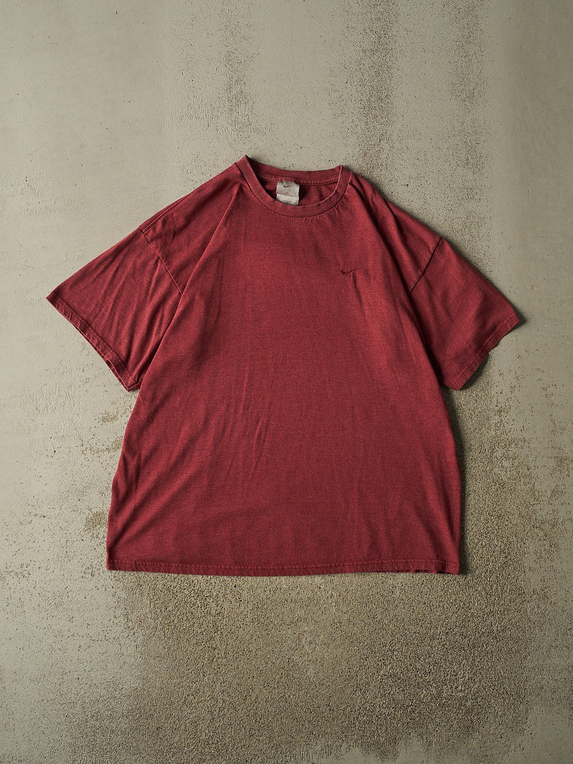 Vintage Y2K Burgundy Nike Tonal Embroidered Swoosh  Tee (XL)