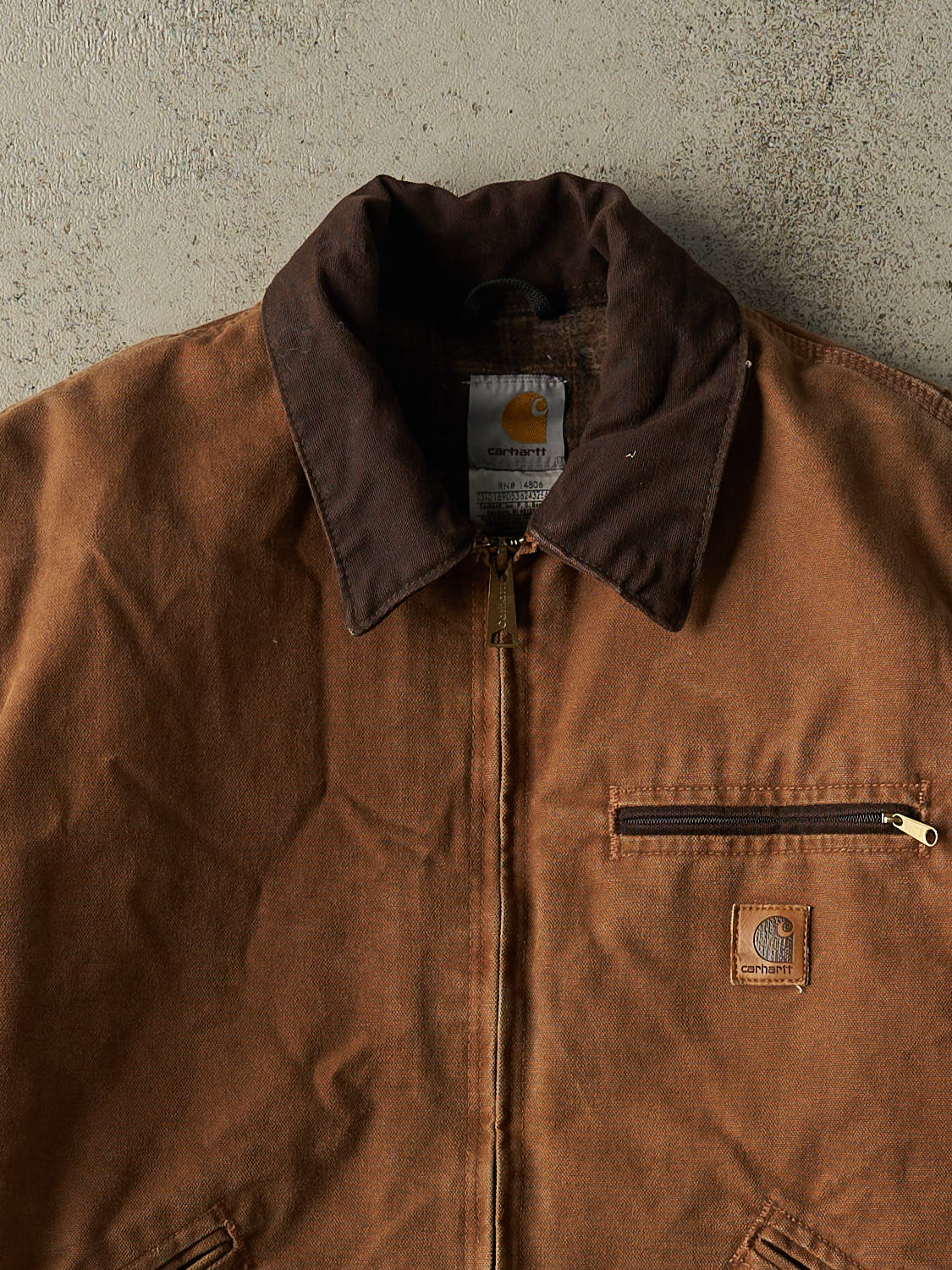 Vintage Y2K J97 Camel Carhartt Blanket Lined Detroit Jacket (M)