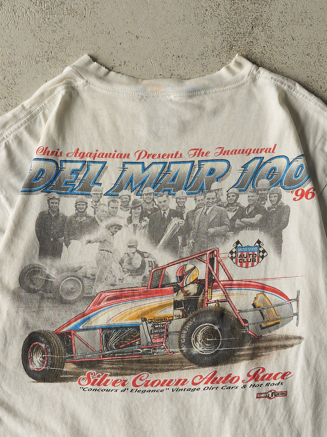 Vintage 96' White Delmar  Racing  Tee (L/XL)