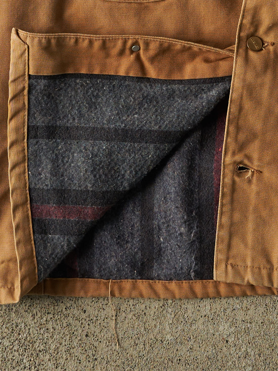 Vintage 90s Camel Carhartt Blanket Lined Chore Jacket (XL)