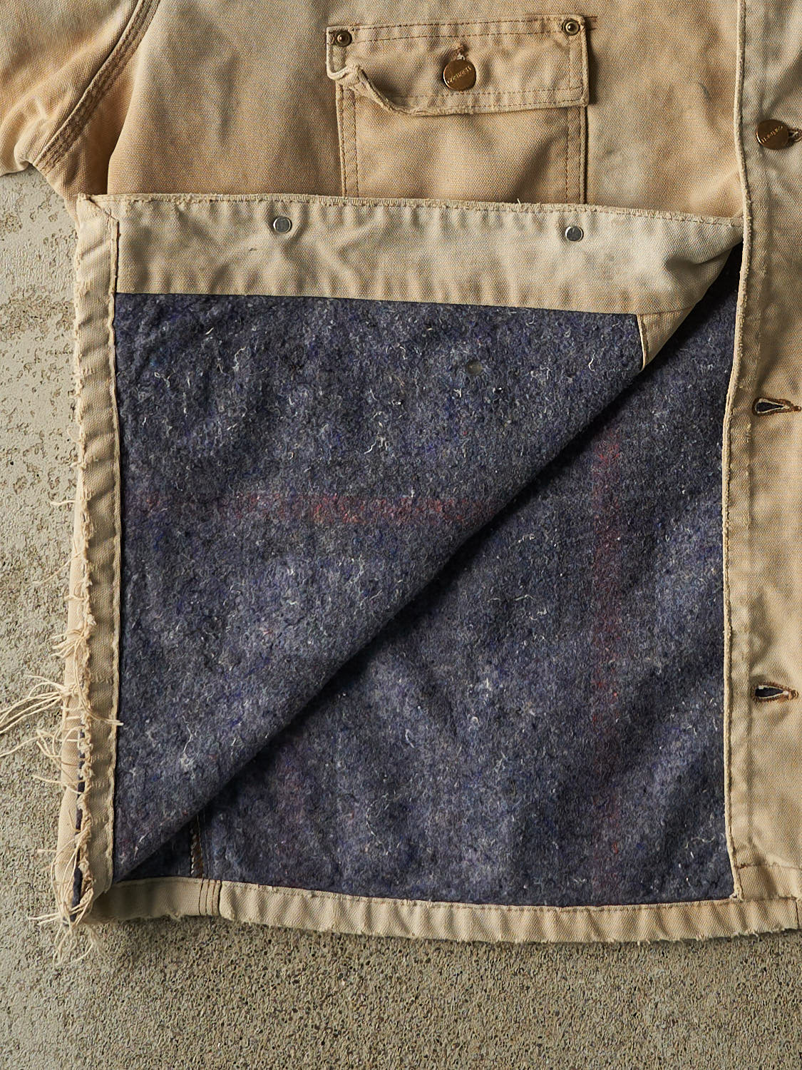 Vintage 90s Beige Carhartt Blanket Lined Chore Jacket (XL/XXL)