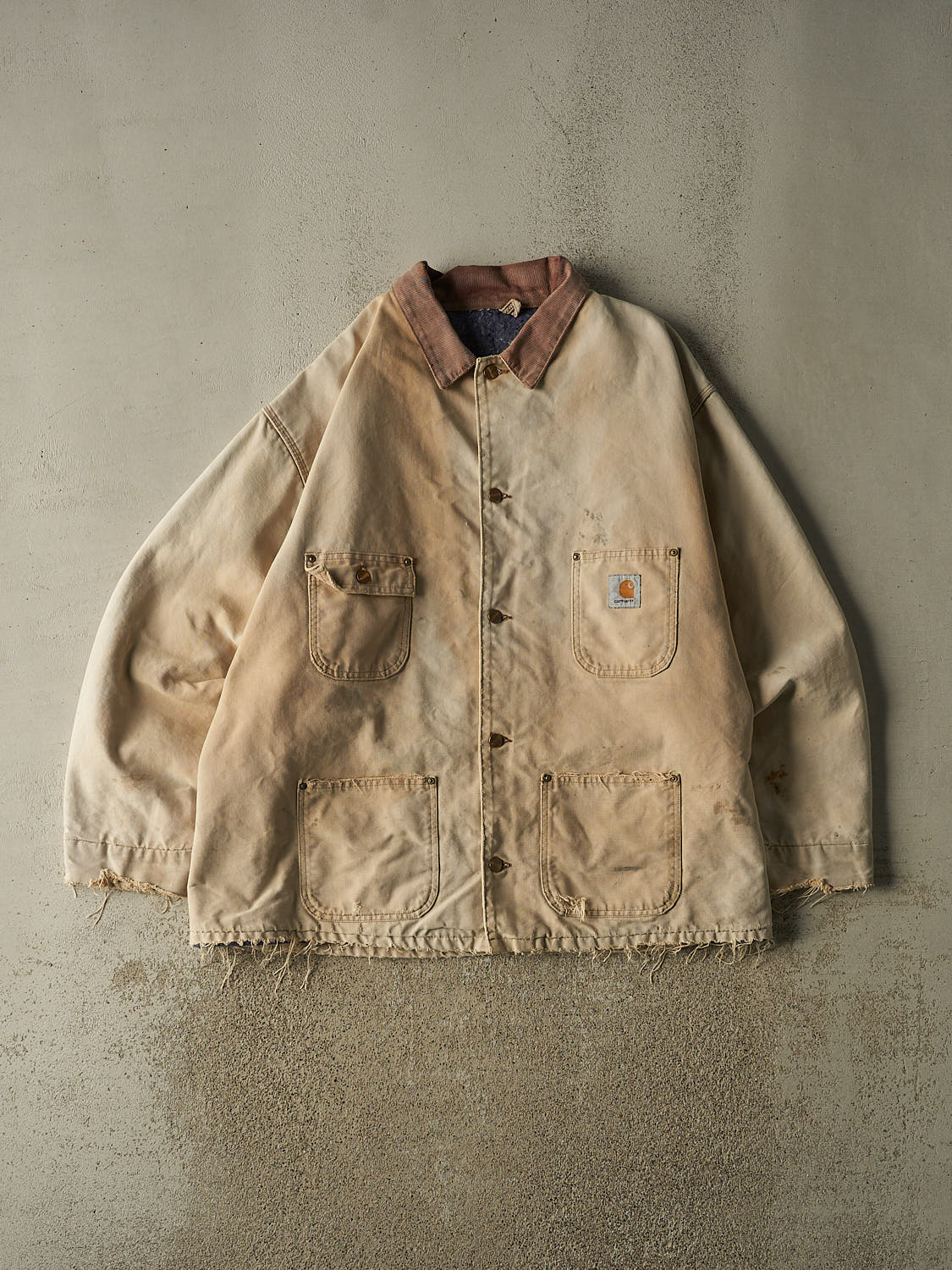 Vintage 90s Beige Carhartt Blanket Lined Chore Jacket (XL/XXL)