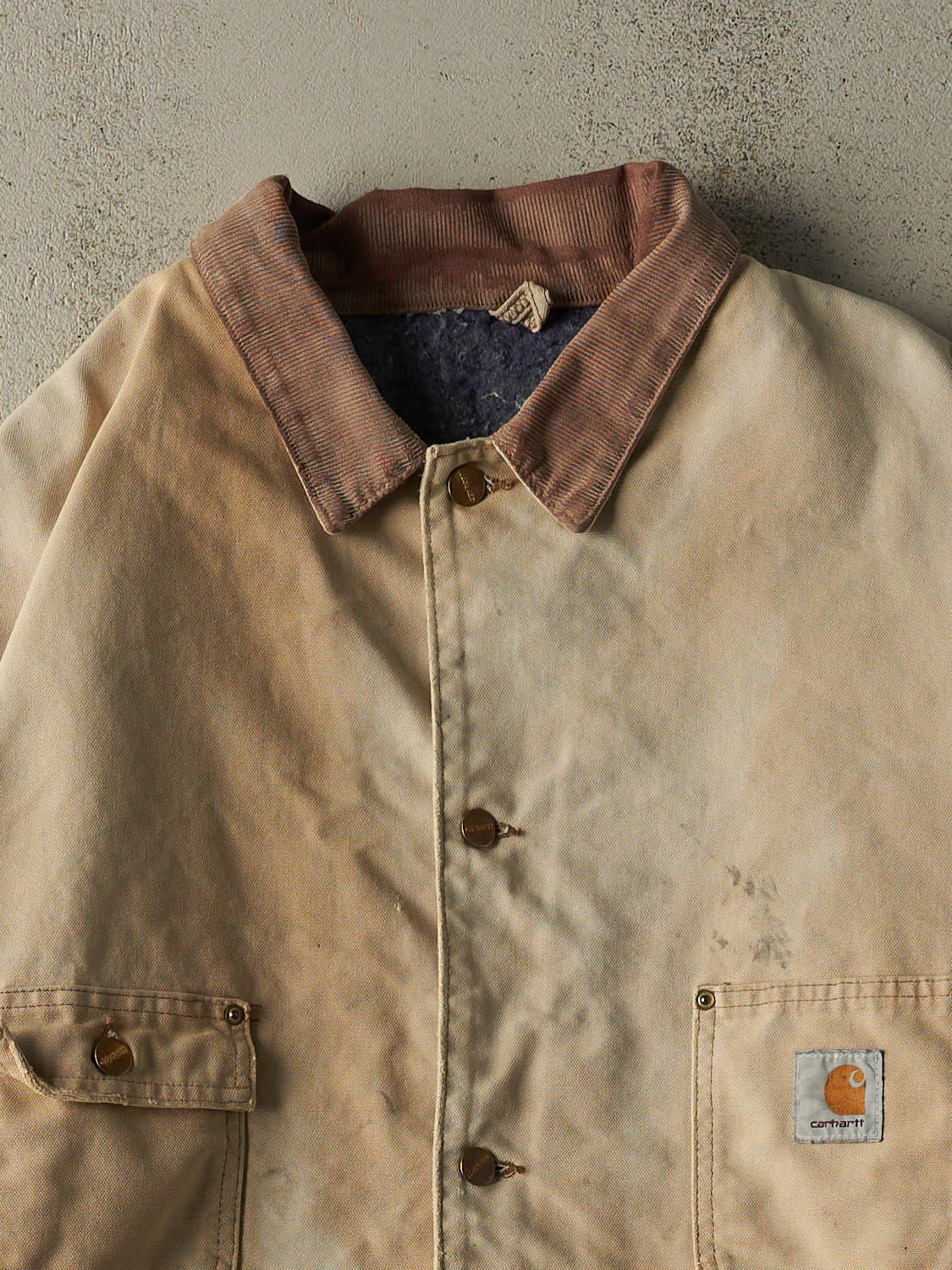 Vintage 90s Beige Carhartt Blanket Lined Chore Jacket (XL/XXL)