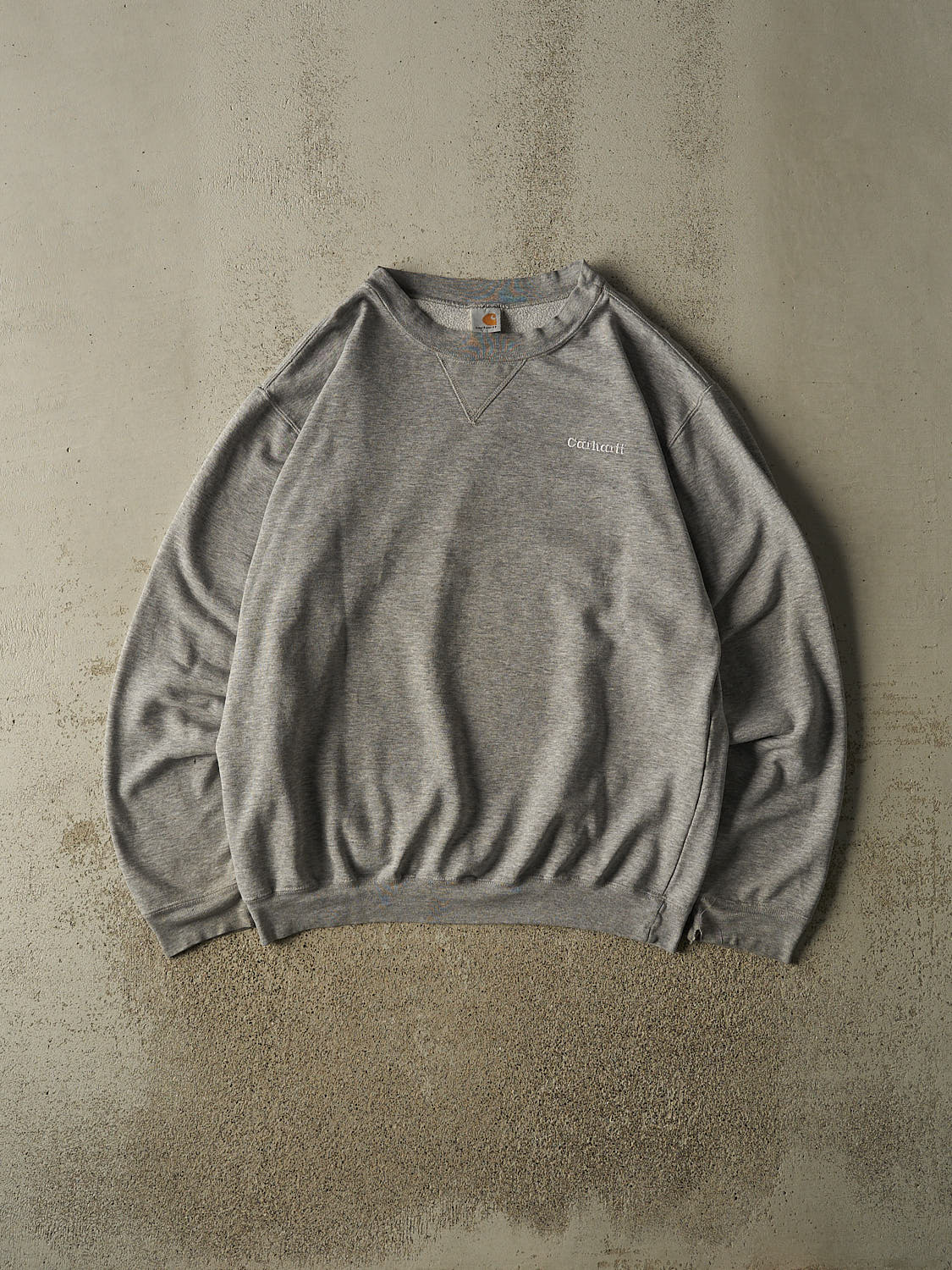 Vintage 90s Grey Carhartt Embroidered Logo Crewneck (XL)