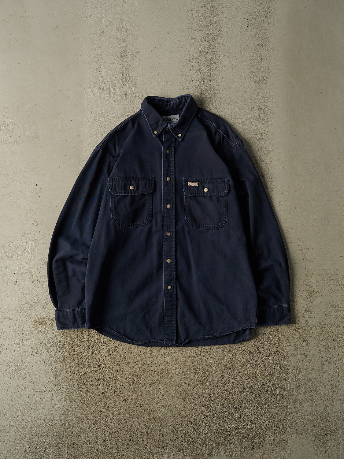 Vintage Y2K Navy Blue Carhartt Button Up  Long Sleeve (L)