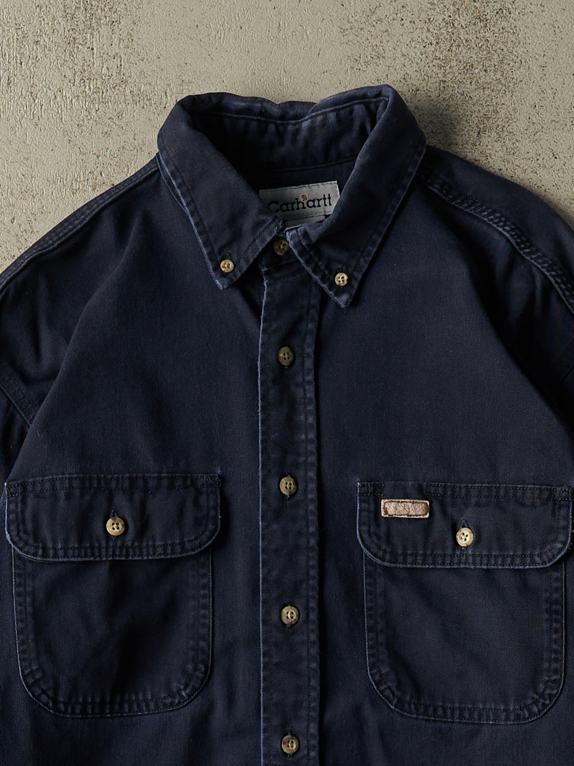 Vintage Y2K Navy Blue Carhartt Button Up  Long Sleeve (L)